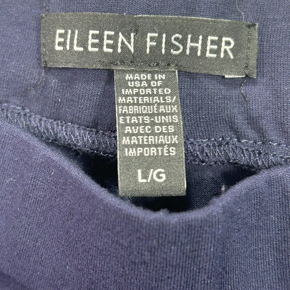 Eileen Fisher Pants Womens L Blue Jersey Knit Pull On Relaxed Stretch - Picture 4 of 12